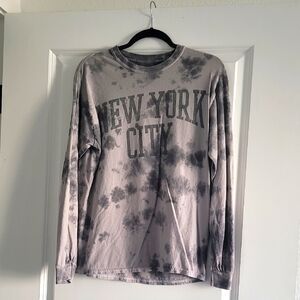 Gray Tie-Dye New York City Long Sleeve Shirt